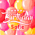 Happy Birthday Sofie - Colorful Animated Floating Balloons Birthday Card