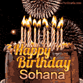 Chocolate Happy Birthday Cake for Sohana (GIF)