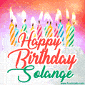 Happy Birthday GIF for Solange with Birthday Cake and Lit Candles