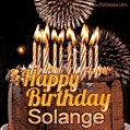 Chocolate Happy Birthday Cake for Solange (GIF)