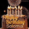 Chocolate Happy Birthday Cake for Solomia (GIF)