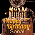 Chocolate Happy Birthday Cake for Sonali (GIF)