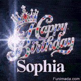Sparkly animated GIF for Sophia displaying a luxury silver headpiece decorated with rubies and sapphires.