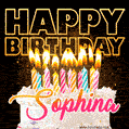 Sophina - Animated Happy Birthday Cake GIF Image for WhatsApp