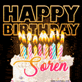 Soren - Animated Happy Birthday Cake GIF for WhatsApp