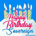 Happy Birthday GIF for Sovereign with Birthday Cake and Lit Candles