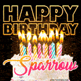 Sparrow - Animated Happy Birthday Cake GIF Image for WhatsApp