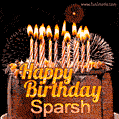 Chocolate Happy Birthday Cake for Sparsh (GIF)