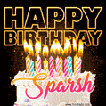 Sparsh - Animated Happy Birthday Cake GIF for WhatsApp