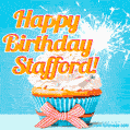 Happy Birthday, Stafford! Elegant cupcake with a sparkler.
