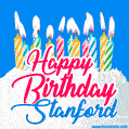 Happy Birthday GIF for Stanford with Birthday Cake and Lit Candles