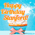 Happy Birthday, Stanford! Elegant cupcake with a sparkler.