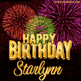 Wishing You A Happy Birthday, Starlynn! Best fireworks GIF animated greeting card.