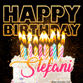 Stefani - Animated Happy Birthday Cake GIF Image for WhatsApp