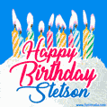 Happy Birthday GIF for Stetson with Birthday Cake and Lit Candles