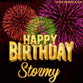 Wishing You A Happy Birthday, Stormy! Best fireworks GIF animated greeting card.