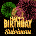 Wishing You A Happy Birthday, Suleiman! Best fireworks GIF animated greeting card.