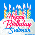 Happy Birthday GIF for Suliman with Birthday Cake and Lit Candles