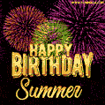 Wishing You A Happy Birthday, Summer! Best fireworks GIF animated greeting card.
