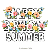 Floral typography animation wishing Happy Birthday to Summer with swaying blooms