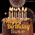 Chocolate Happy Birthday Cake for Susie (GIF)