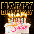 Susie - Animated Happy Birthday Cake GIF Image for WhatsApp