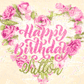 Pink rose heart shaped bouquet - Happy Birthday Card for Sutton
