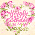 Pink rose heart shaped bouquet - Happy Birthday Card for Swayzie