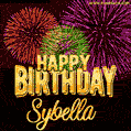 Wishing You A Happy Birthday, Sybella! Best fireworks GIF animated greeting card.