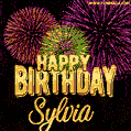 Wishing You A Happy Birthday, Sylvia! Best fireworks GIF animated greeting card.