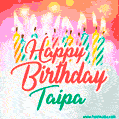 Happy Birthday GIF for Taipa with Birthday Cake and Lit Candles