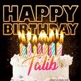 Talib - Animated Happy Birthday Cake GIF for WhatsApp