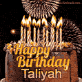 Chocolate Happy Birthday Cake for Taliyah (GIF)