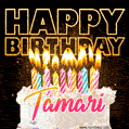 Tamari - Animated Happy Birthday Cake GIF Image for WhatsApp