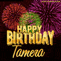 Wishing You A Happy Birthday, Tamera! Best fireworks GIF animated greeting card.
