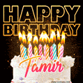 Tamir - Animated Happy Birthday Cake GIF for WhatsApp