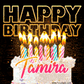 Tamira - Animated Happy Birthday Cake GIF Image for WhatsApp
