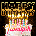 Tamiyah - Animated Happy Birthday Cake GIF Image for WhatsApp