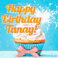 Happy Birthday, Tanay! Elegant cupcake with a sparkler.