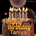 Chocolate Happy Birthday Cake for Taniya (GIF)
