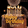 Chocolate Happy Birthday Cake for Tanvi (GIF)
