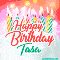 Happy Birthday GIF for Tasa with Birthday Cake and Lit Candles