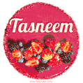 Happy Birthday Cake with Name Tasneem - Free Download