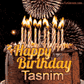 Chocolate Happy Birthday Cake for Tasnim (GIF)