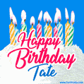 Happy Birthday GIF for Tate with Birthday Cake and Lit Candles
