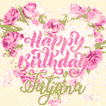Pink rose heart shaped bouquet - Happy Birthday Card for Tatjana