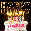 Tayana - Animated Happy Birthday Cake GIF Image for WhatsApp