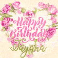 Pink rose heart shaped bouquet - Happy Birthday Card for Tayana