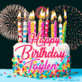 Amazing Animated GIF Image for Taylen with Birthday Cake and Fireworks