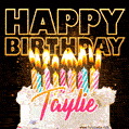 Taylie - Animated Happy Birthday Cake GIF Image for WhatsApp